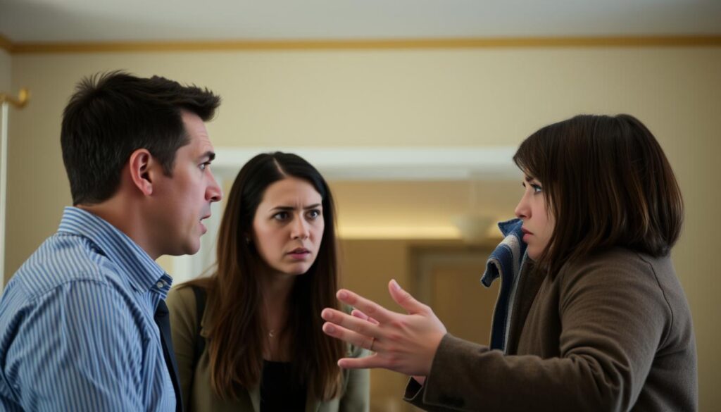 Dwie osoby w trakcie kłótni - sennik kłótnia