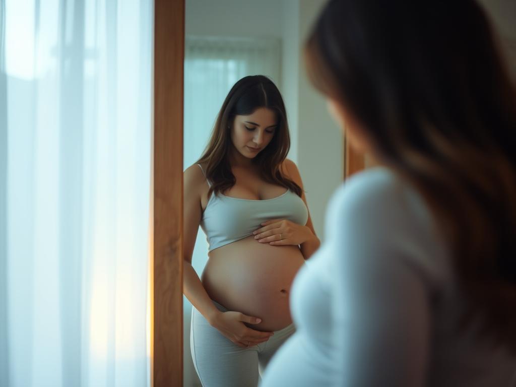 Kobieta we śnie widząca siebie w ciąży - sennik ciąża własna