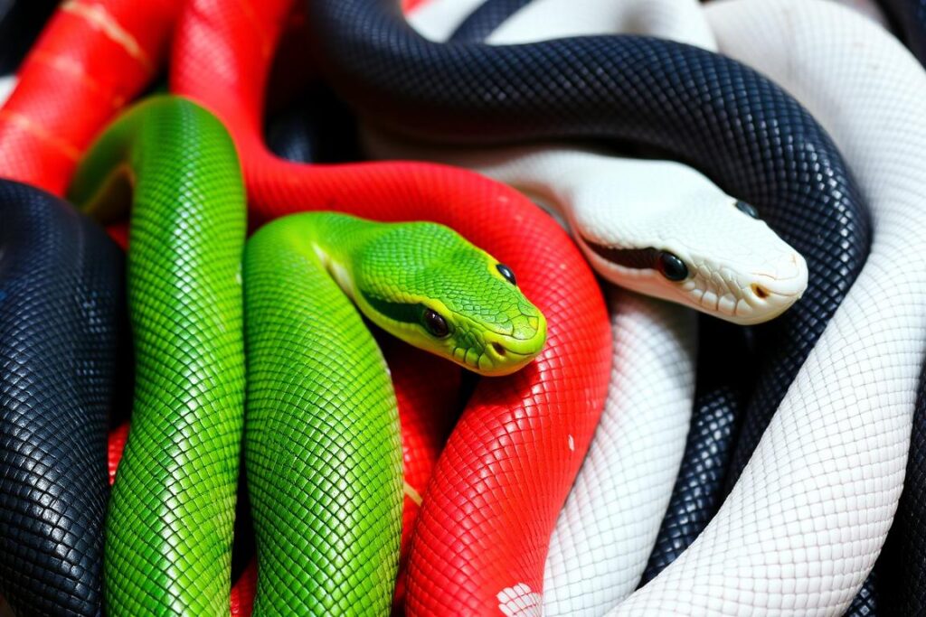 Kolorowe węże symbolizujące różne znaczenia w sennikach