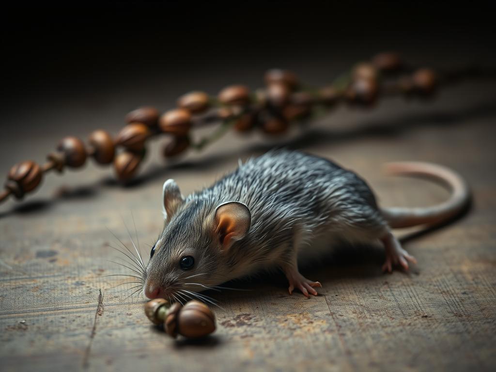 Martwa mysz symbolizująca koniec problemów w sennik myszy zdechłe