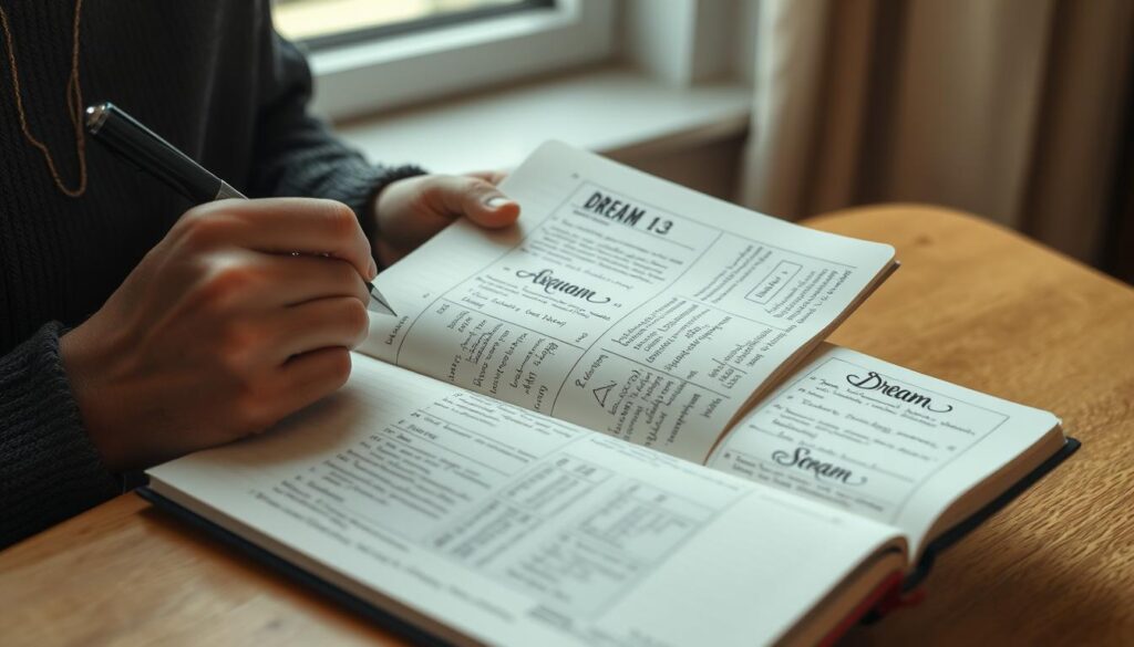 Osoba analizująca notatki o snach symbolizująca podsumowanie sennika alkohol