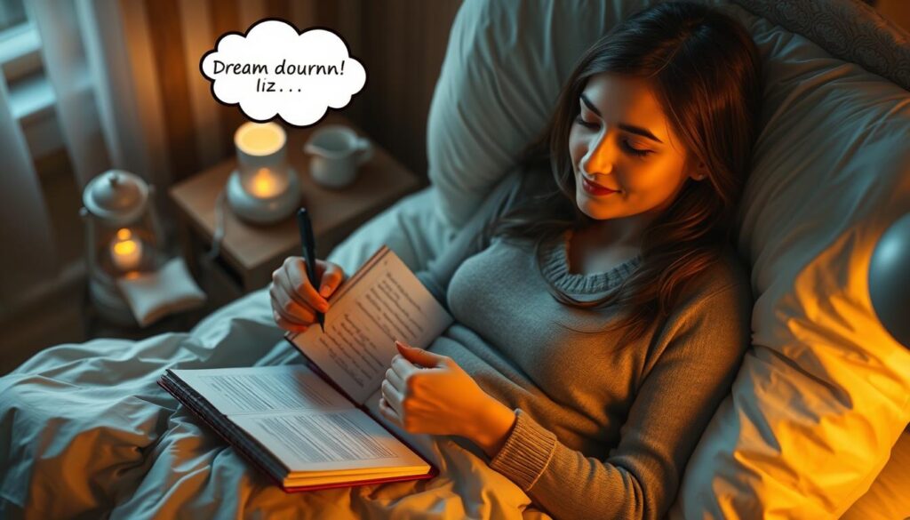 Osoba analizująca swoje sny o psach, zapisująca je w dzienniku snów