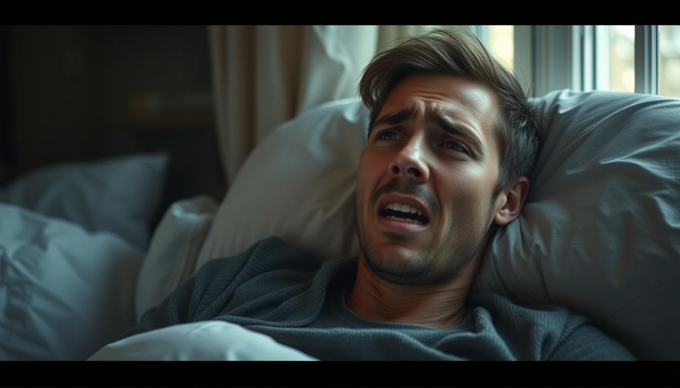 Osoba budząca się po śnie o wypadających zębach