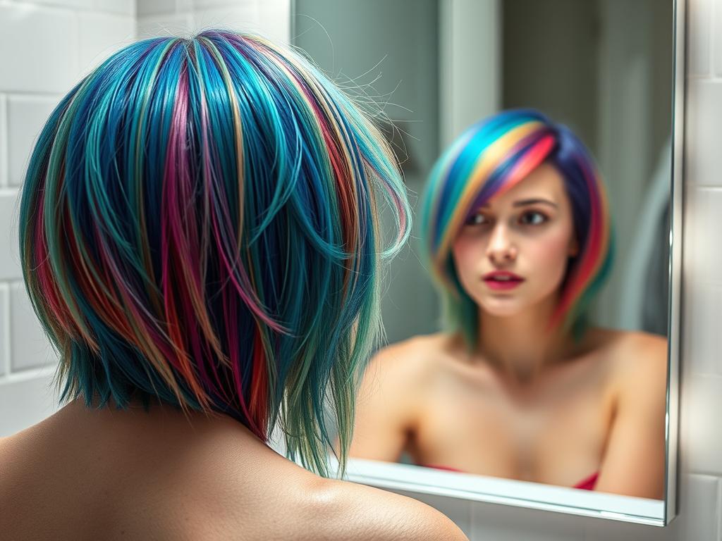 Osoba farbująca włosy na intensywny kolor, ilustrująca sennik farbować włosy