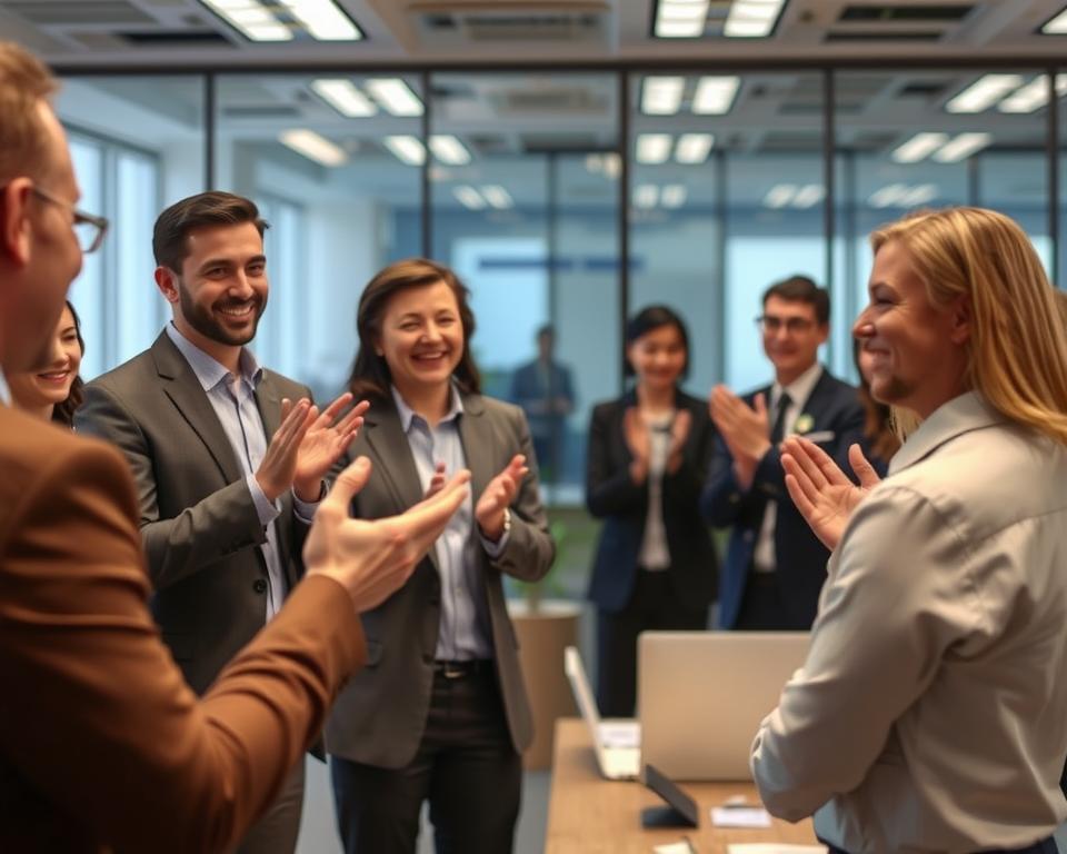 Osoba odbierająca gratulacje po awansie w pracy, sennik praca