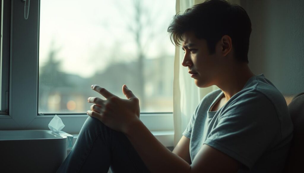 Osoba płacząca po śnie o zdradzie, pokazująca emocjonalny wpływ takich snów