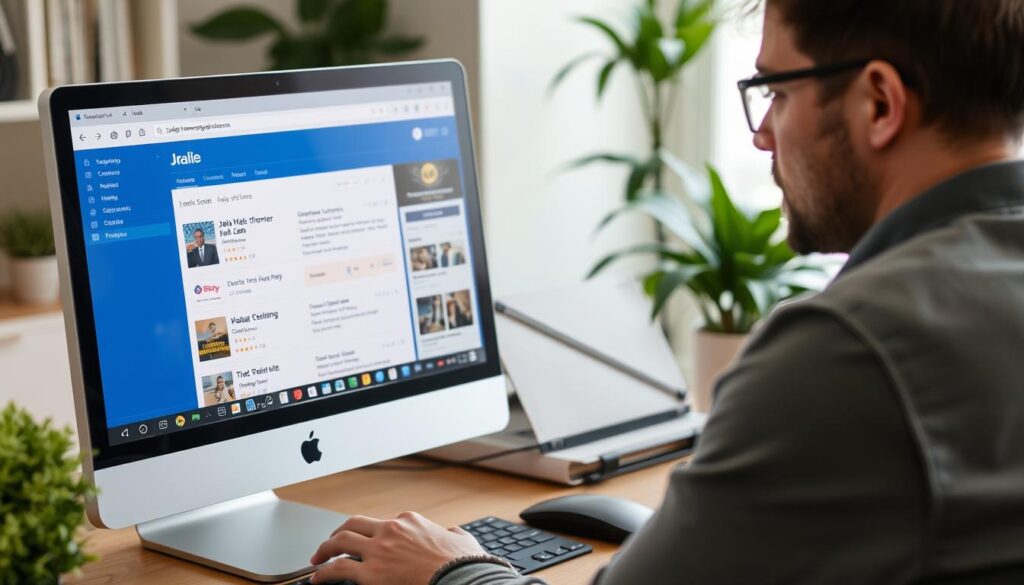 Osoba przeglądająca oferty pracy na komputerze, sennik praca