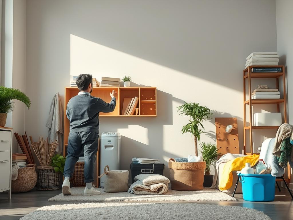 Osoba sprzątająca, symbolizująca porządkowanie życia, sennik sprzątanie fekaliów