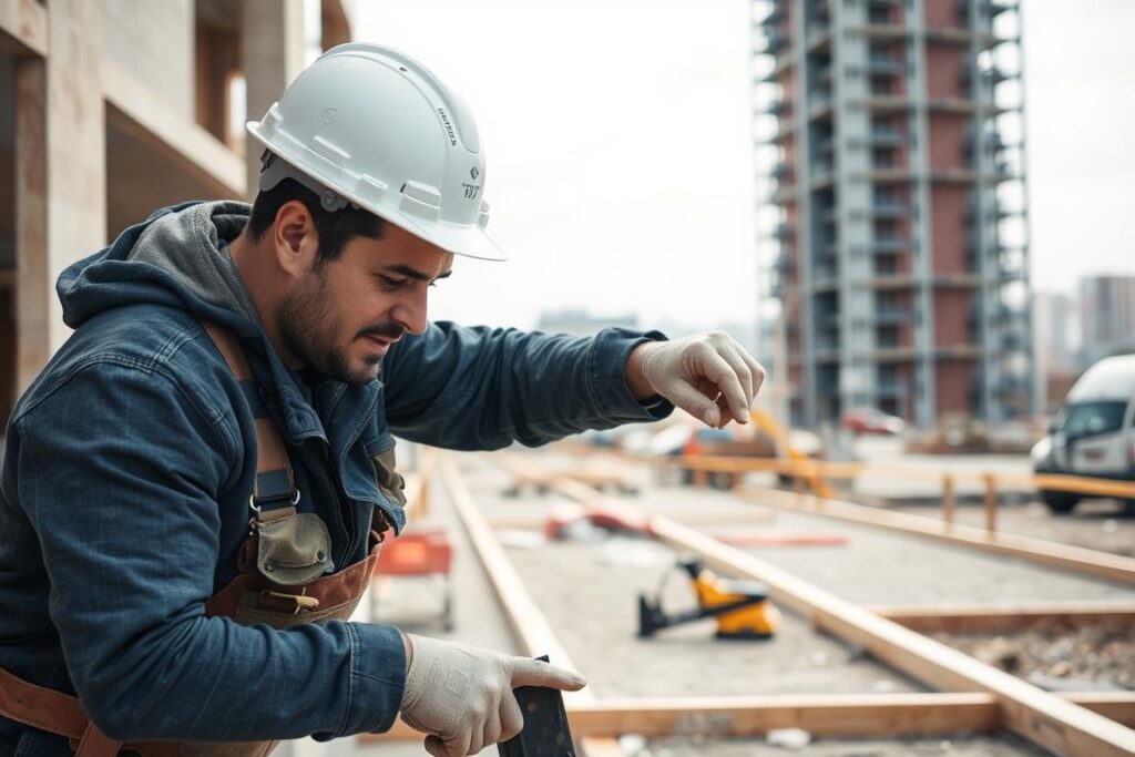 Osoba wykonująca pracę fizyczną na budowie, sennik praca