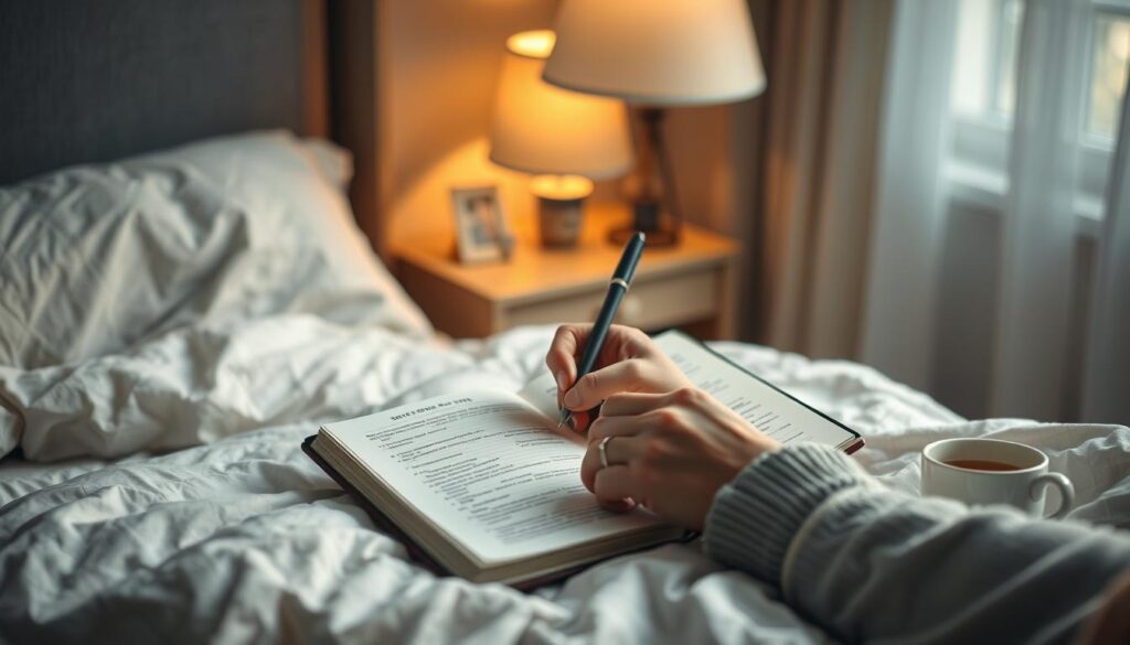 Osoba zapisująca swoje sny w dzienniku - sennik agresja