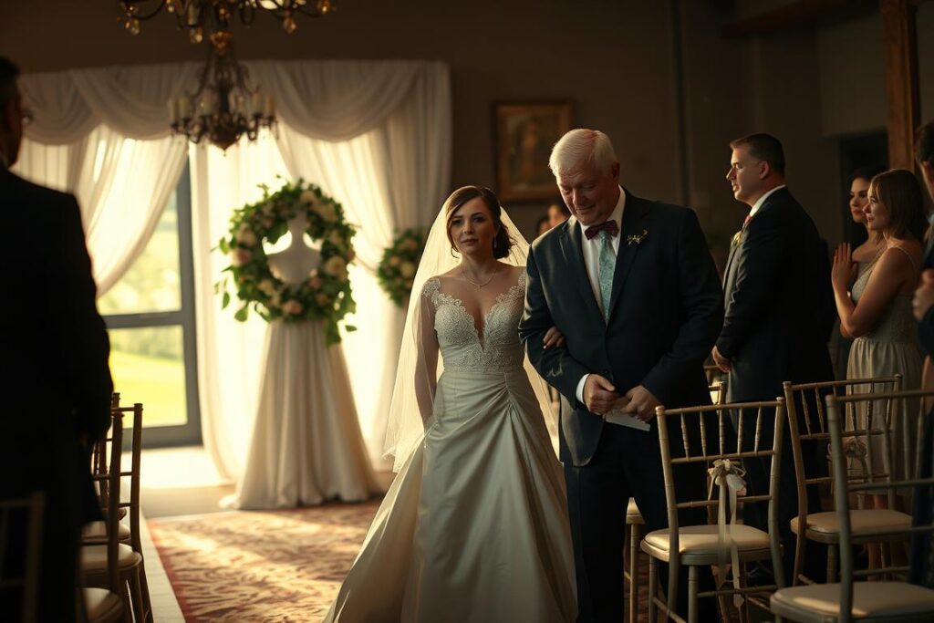 Przerwana ceremonia ślubna, symbolizująca sen o przerwanym ślubie