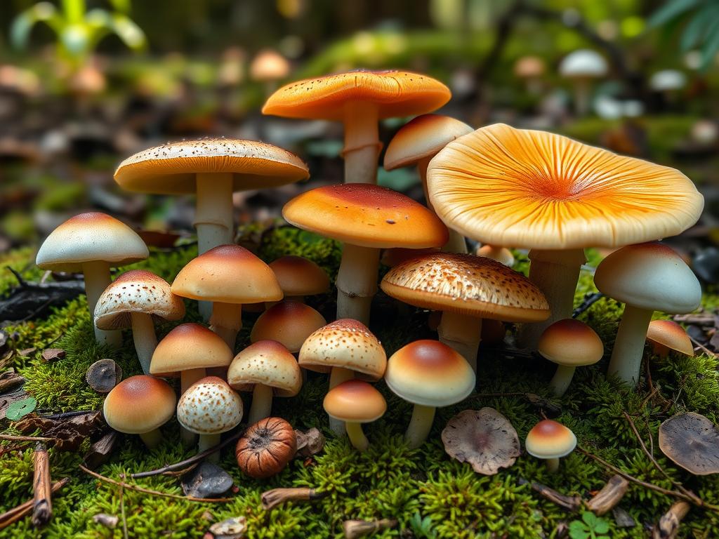 Różne grzyby leśne symbolizujące sennik grzyb