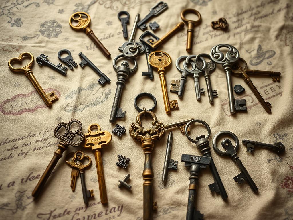 Różne klucze symbolizujące sennik przedmioty - klucze