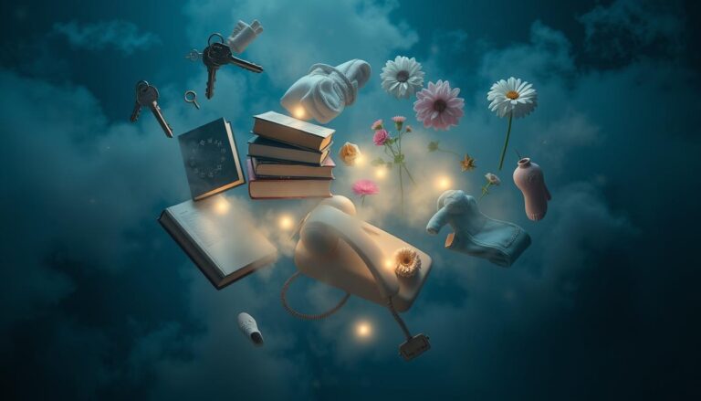 Różne przedmioty codziennego użytku symbolizujące sennik przedmioty