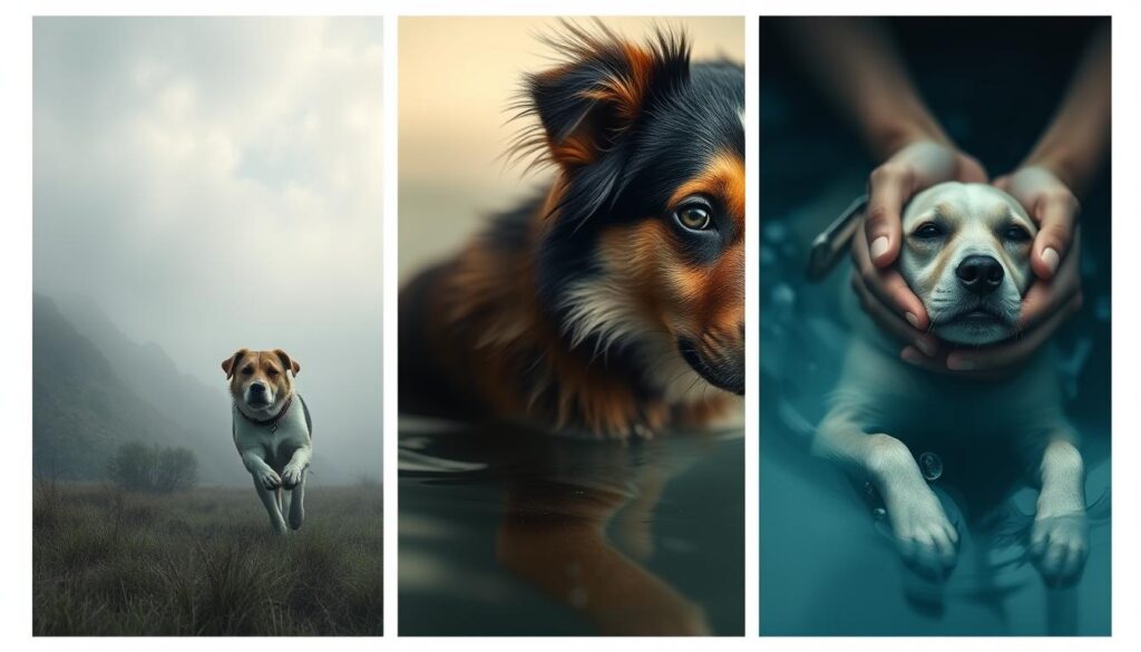 Różne scenariusze snów o psach - pies uciekający, pies w wodzie, pies ranny