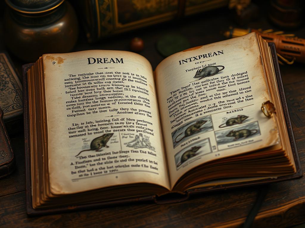 Stara księga z ilustracjami myszy symbolizująca tradycyjne senniki