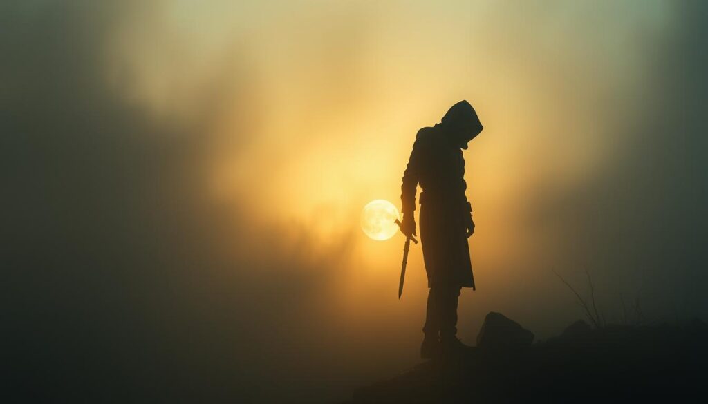 Symboliczna postać złodzieja w onirycznej scenie snu