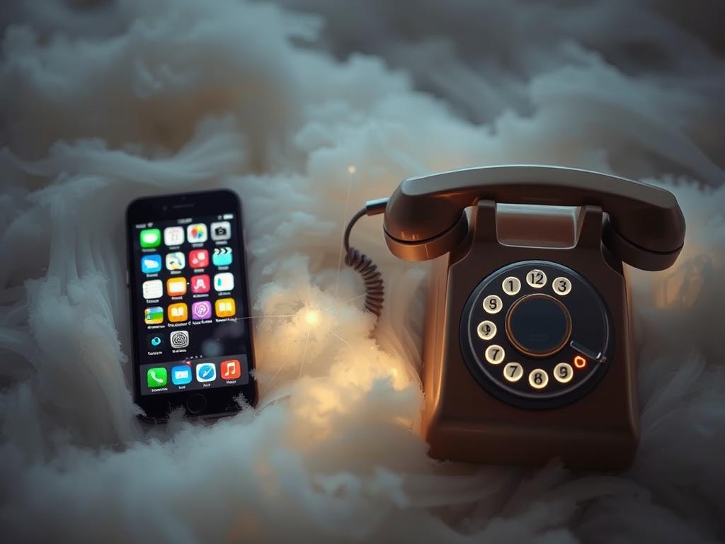 Telefon komórkowy i stacjonarny w sennym otoczeniu - sennik przedmioty