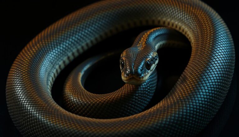 Wąż zwinięty w kłębek symbolizujący sny o wężach