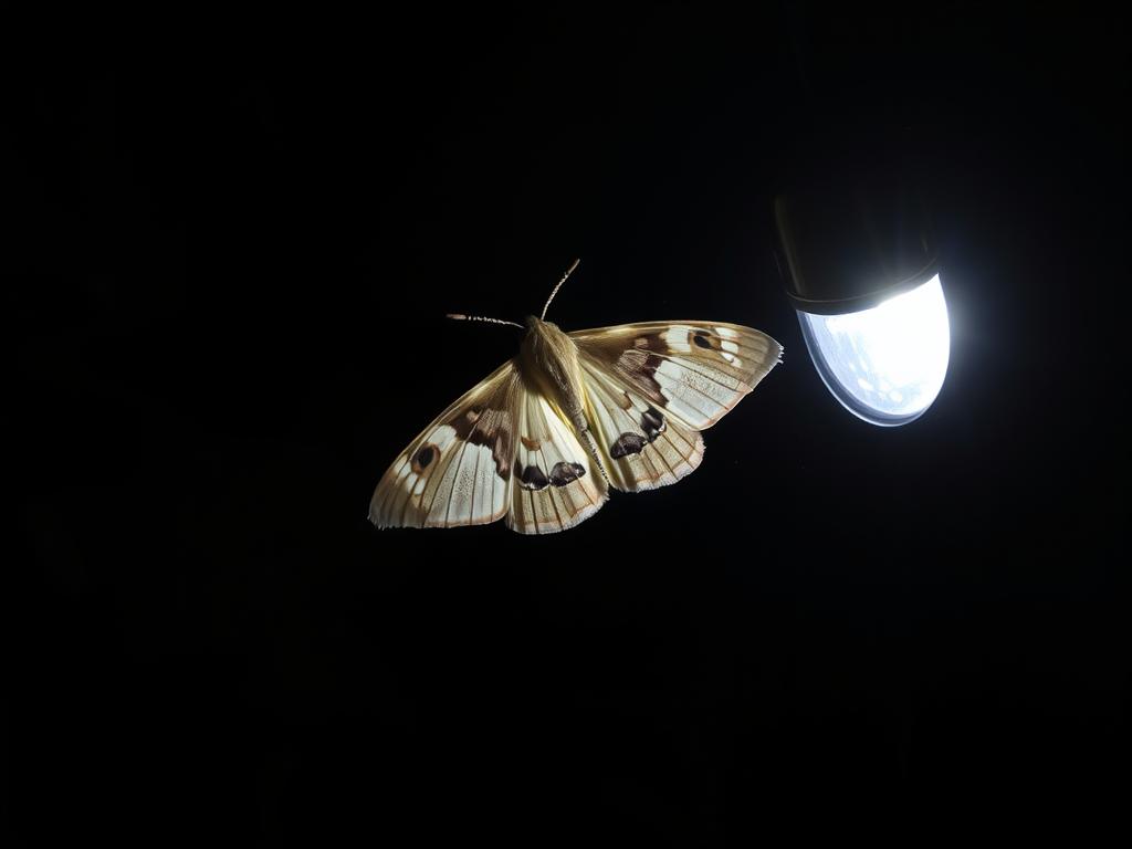 Ćma przyciągana przez światło w nocy - sennik mole