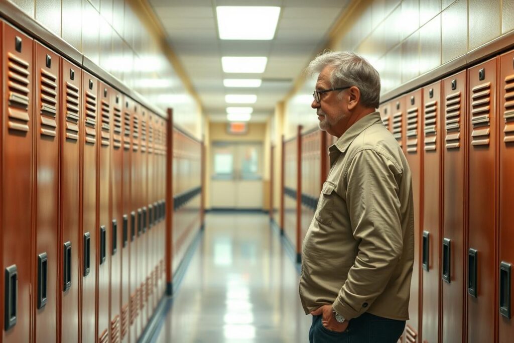 Dorosła osoba wracająca do swojej dawnej szkoły, sennik szkoła i nauka