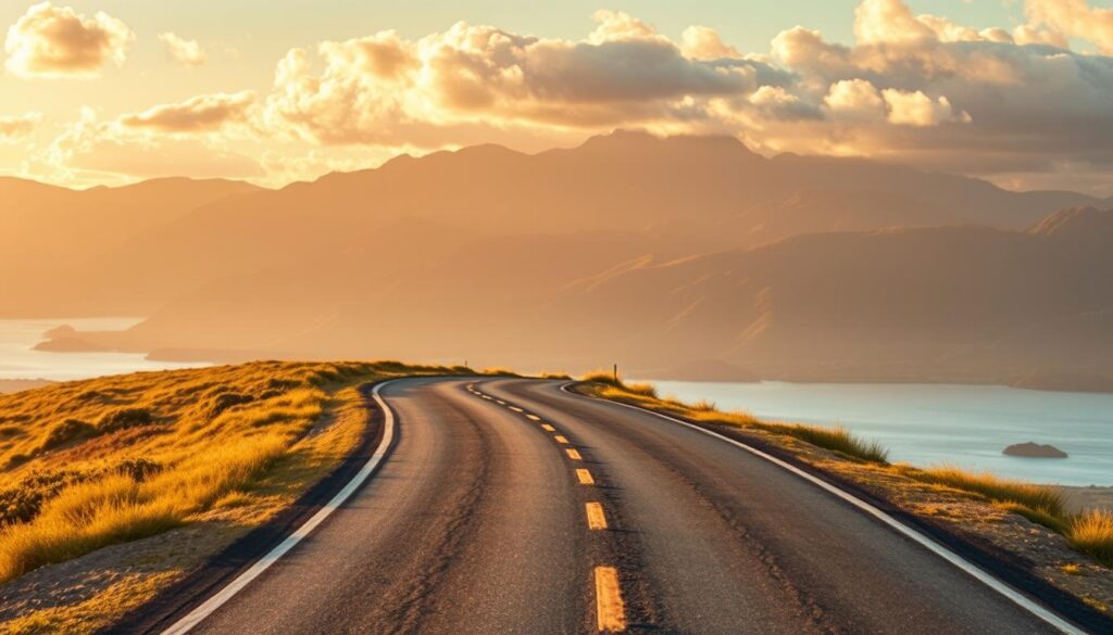 Droga prowadząca do pięknego, idyllicznego miejsca symbolizująca nadzieję w sennik drogi