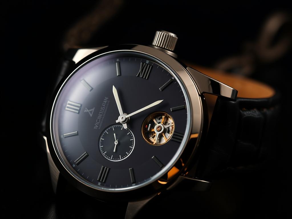 Elegancki zegarek na rękę na ciemnym tle, symbolizujący sennik zegarek