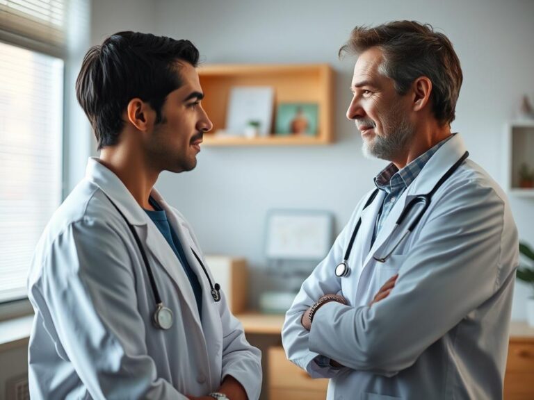 Lekarz rozmawiający z pacjentem w gabinecie lekarskim - sennik medyczny