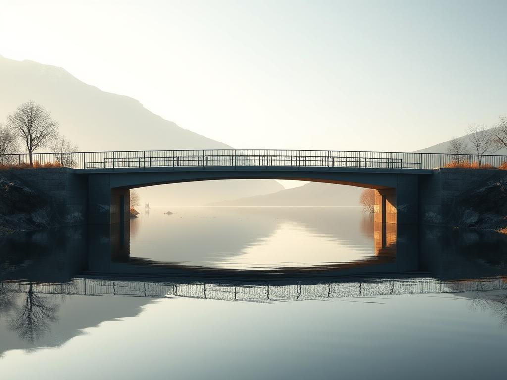 Most nad spokojną wodą symbolizujący emocjonalne przejście w sennik drogi