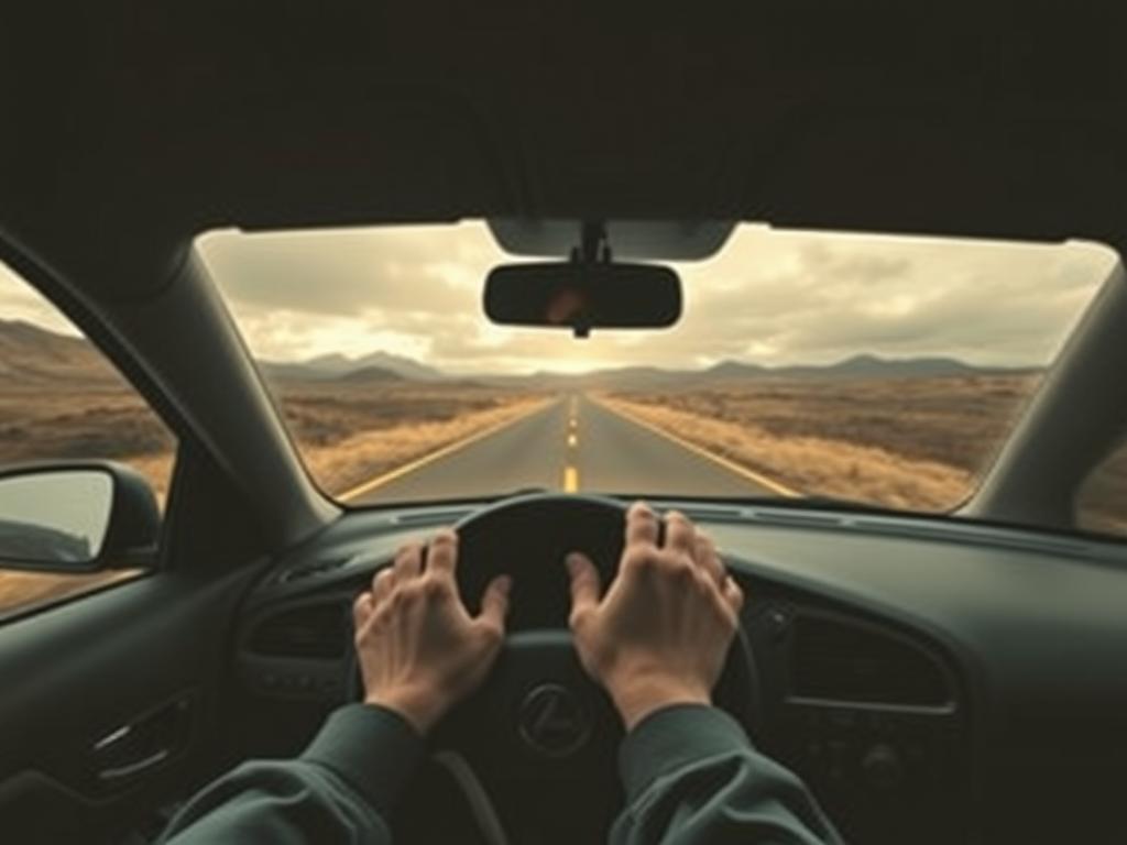 Osoba prowadząca samochód we śnie, symbolizująca kontrolę nad życiem