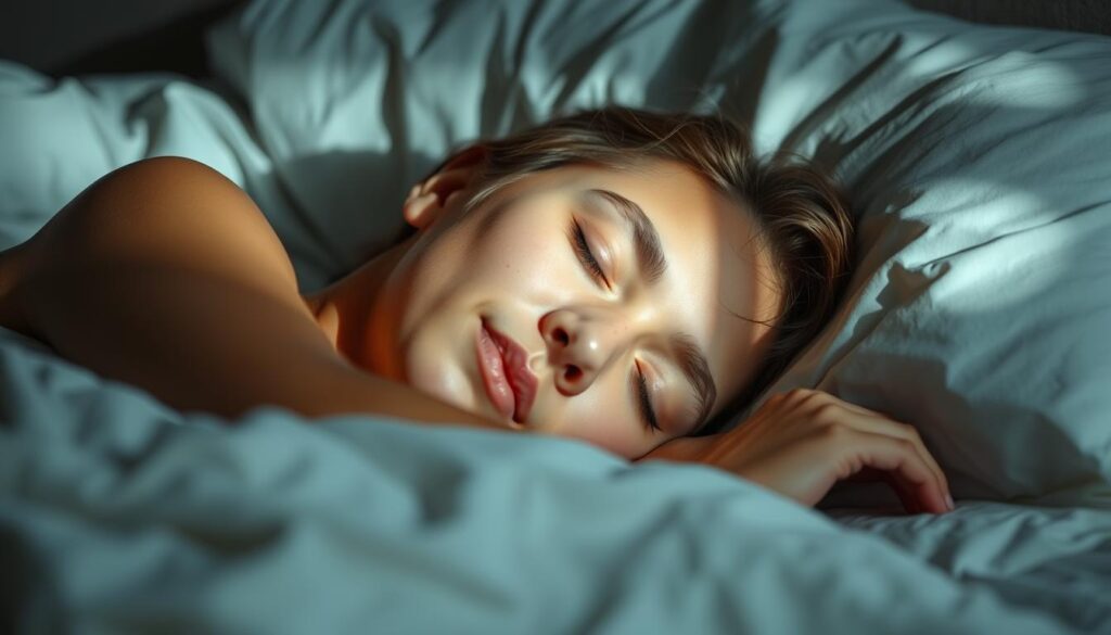 Osoba spokojnie śpiąca, symbolizująca zdrowy sen - sennik medyczny