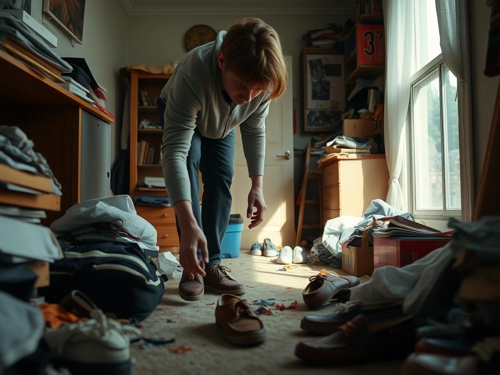 Osoba szukająca zgubionych butów, symbolizująca zagubienie w życiu według senników