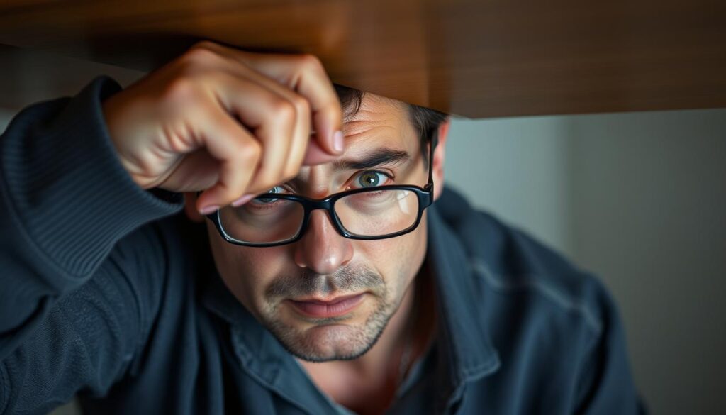 Osoba szukająca zgubionych okularów, sennik okulary zgubione