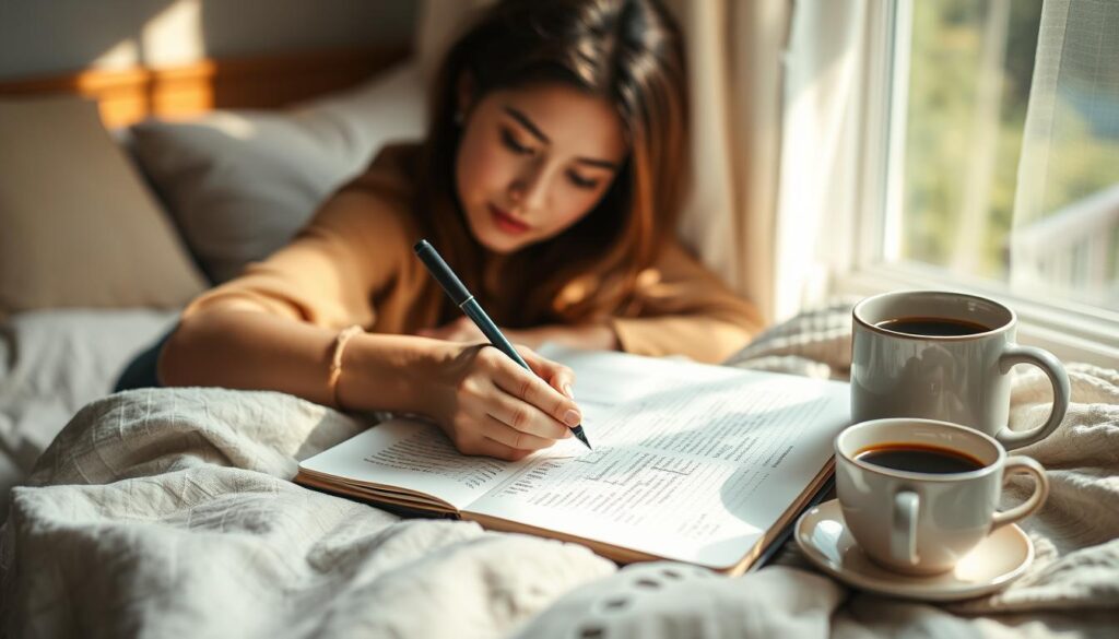 Osoba zapisująca swoje sny w dzienniku - sennik wypadki