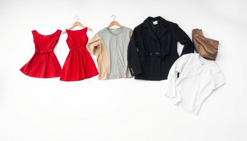 Paleta kolorów ubrań w sennik ubranie - od intensywnej czerwieni po delikatne pastele