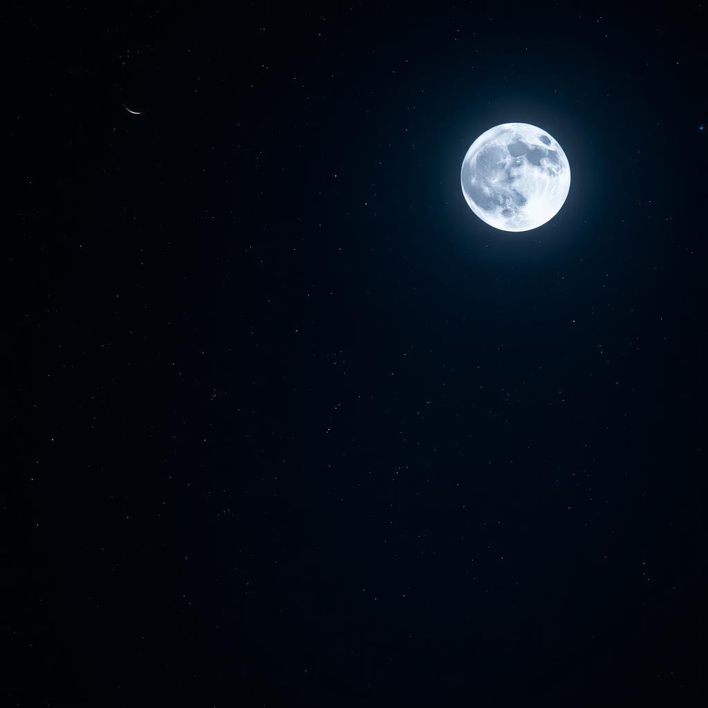 Pełnia księżyca na gwiaździstym niebie, symbolizująca intuicję i podświadomość w snach