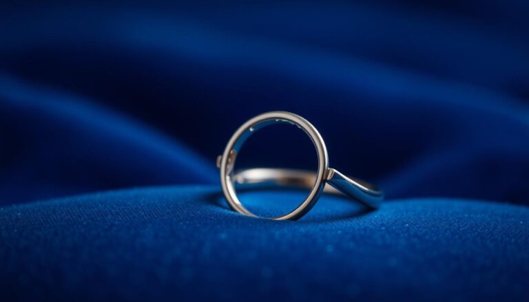 Pierścionek z brylantem na aksamitnym podłożu symbolizujący znaczenie snów o pierścionkach
