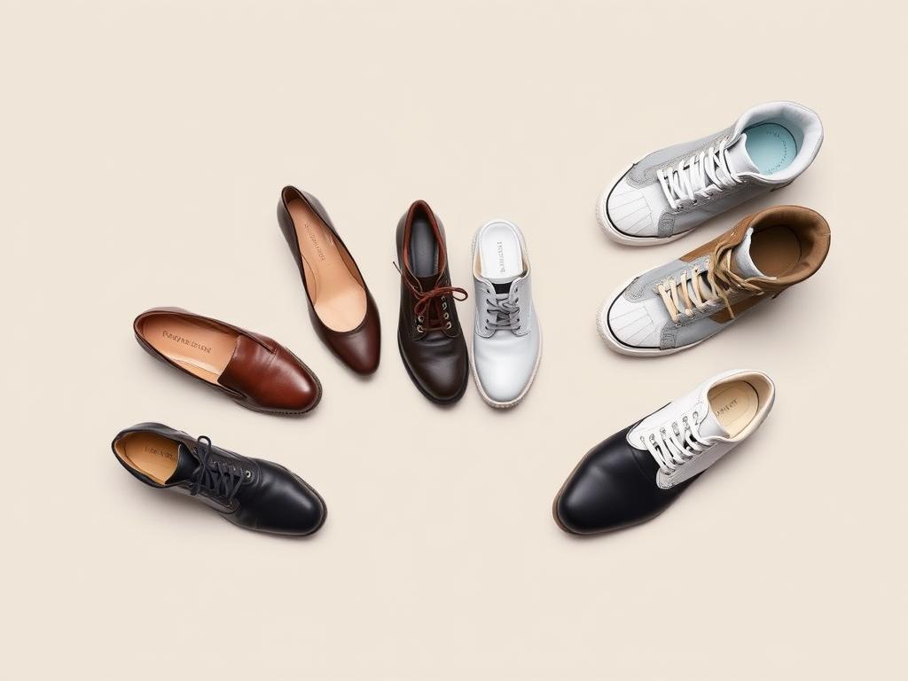 Różne rodzaje butów symbolizujące różne ścieżki życiowe w sennik ubranie