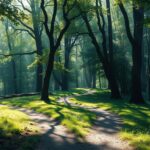 Rozwidlająca się droga w lesie symbolizująca wybory życiowe w sennik drogi