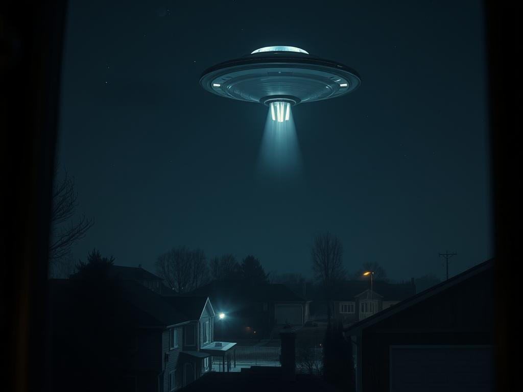 Statek kosmiczny w nocnym niebie - element snu o kosmitach - sennik fantastyka