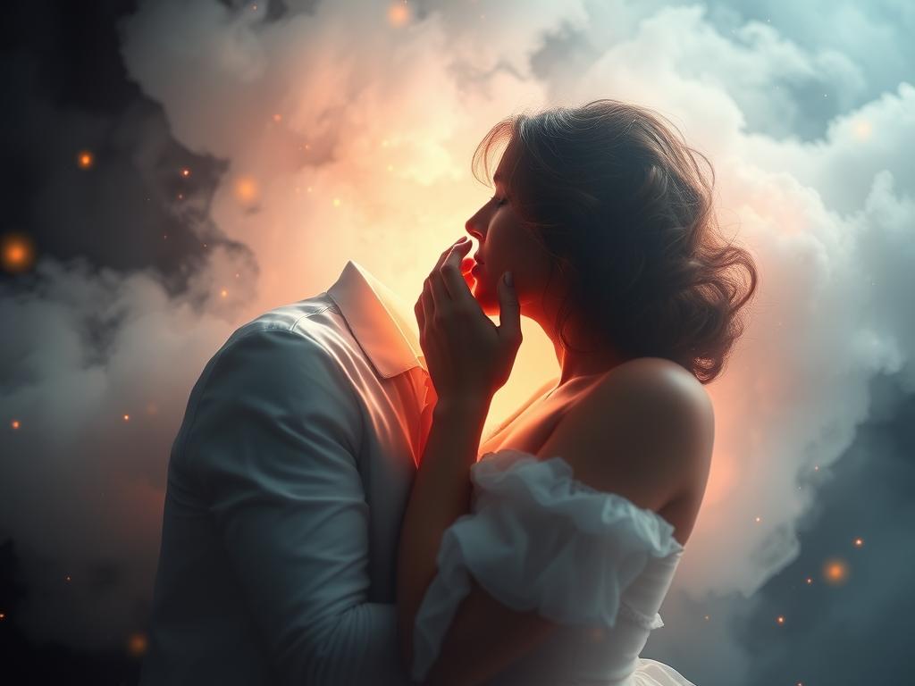 Symboliczne przedstawienie pocałunku we śnie - sennik miłość