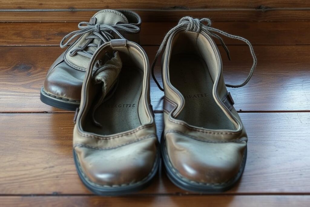 Zniszczone, stare buty w sennikach symbolizują przeszłość i doświadczenia życiowe